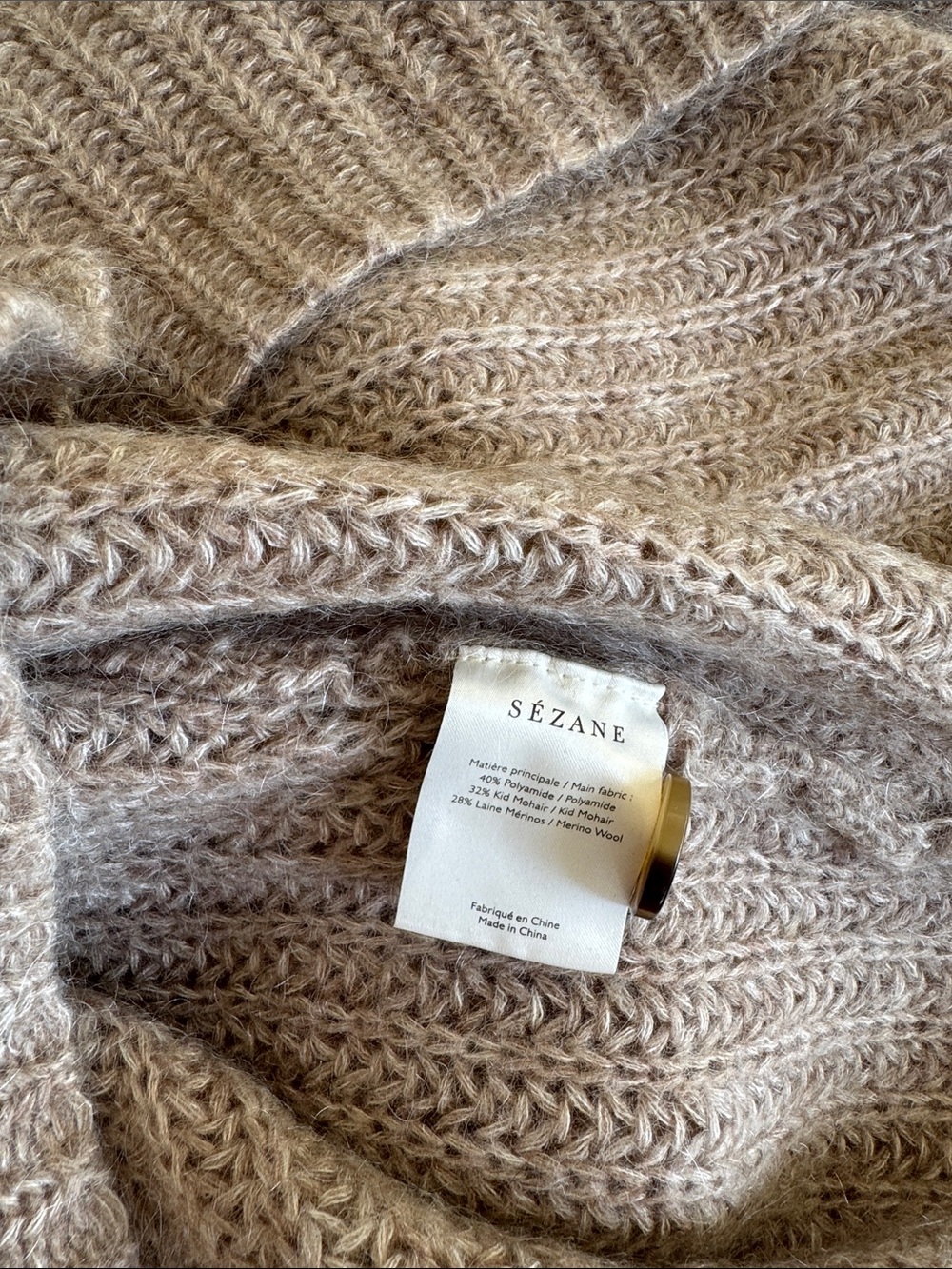Sezane Taupe Basile Button Cardigan - Picture 4 of 4